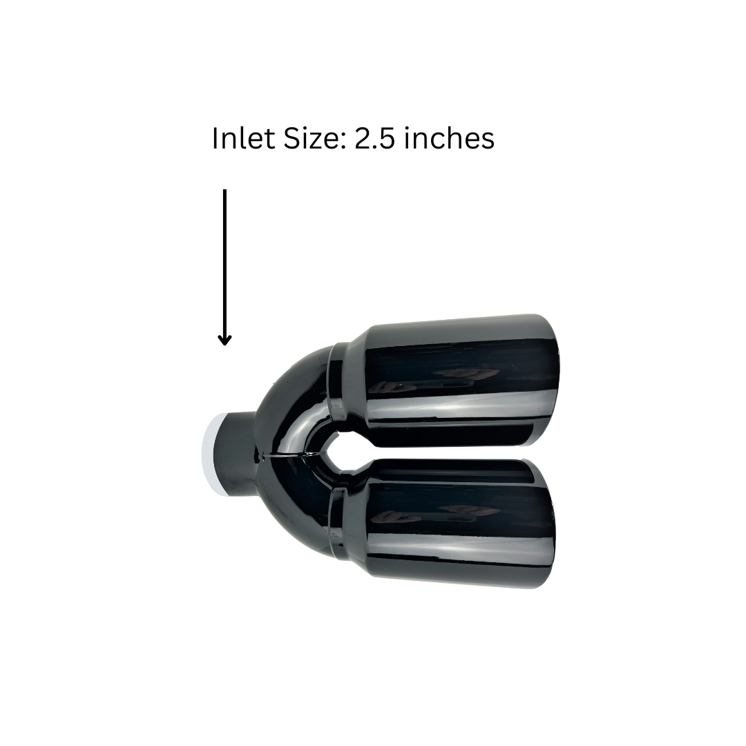 t 2.5" ID X3.5"X10.5" Dual Double Wall Slant Cut S/S Black Exhaust Tip 1626BK Mach Speed