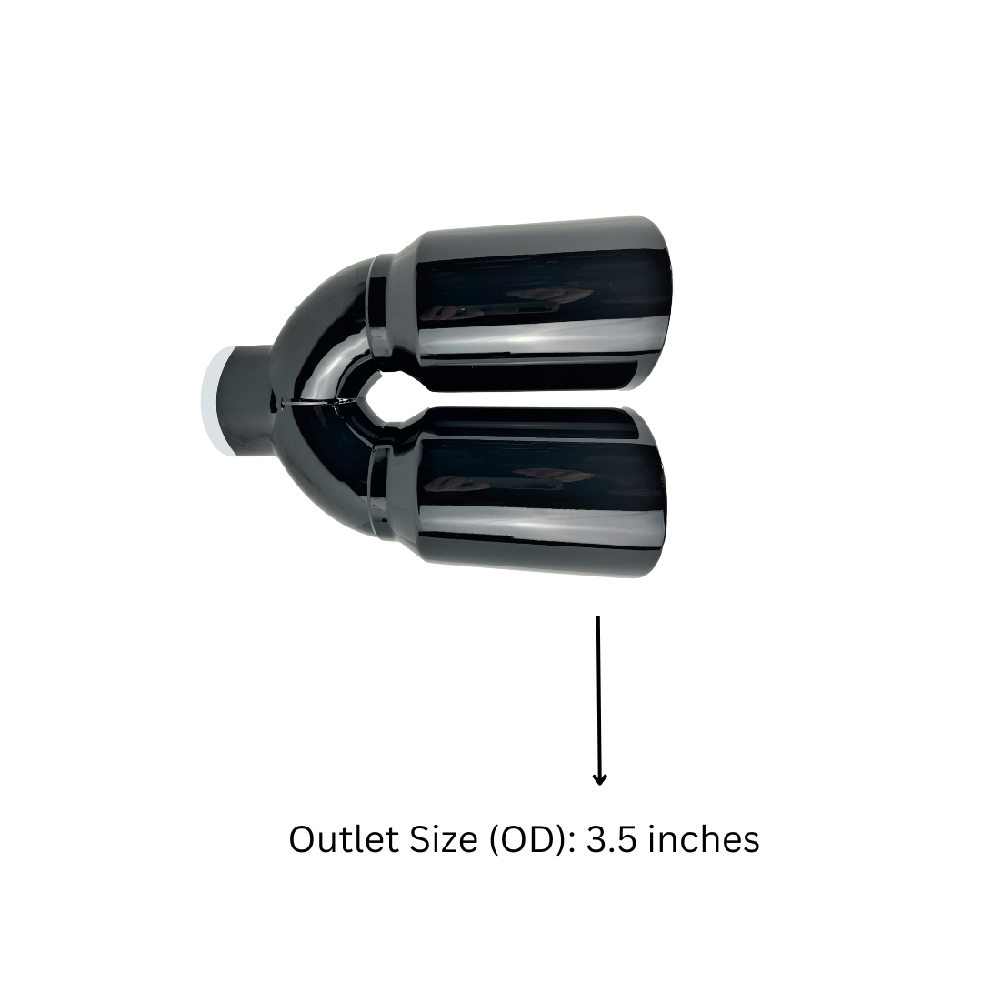 t 2.5" ID X3.5"X10.5" Dual Double Wall Slant Cut S/S Black Exhaust Tip 1626BK Mach Speed