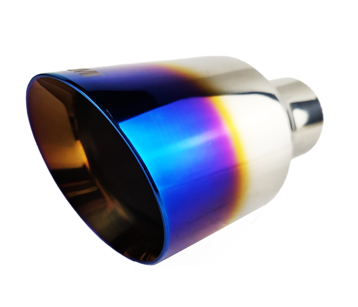 t 2.5" ID/4.5" OUT/8" Single Round Double Wall Slant Cut Exhaust Tip-Blue NT-2549 Mach Speed