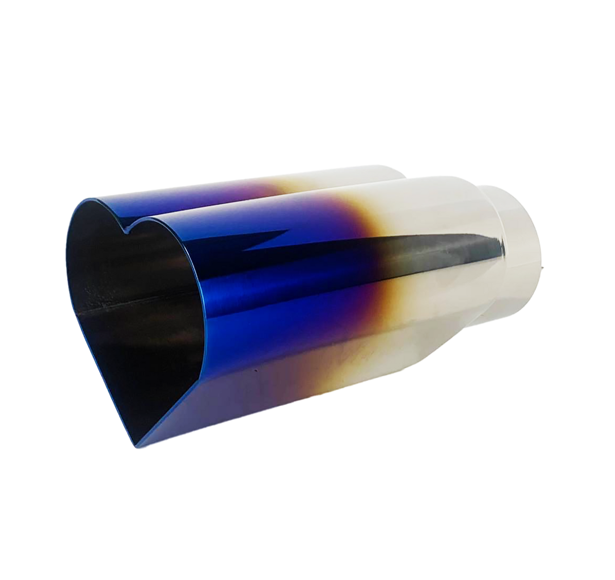 t 2.5" ID/4" OUT/9.5" Heart Shape Exhaust Tip Blue Burnt Flame NT-HEART-SBL Mach Speed