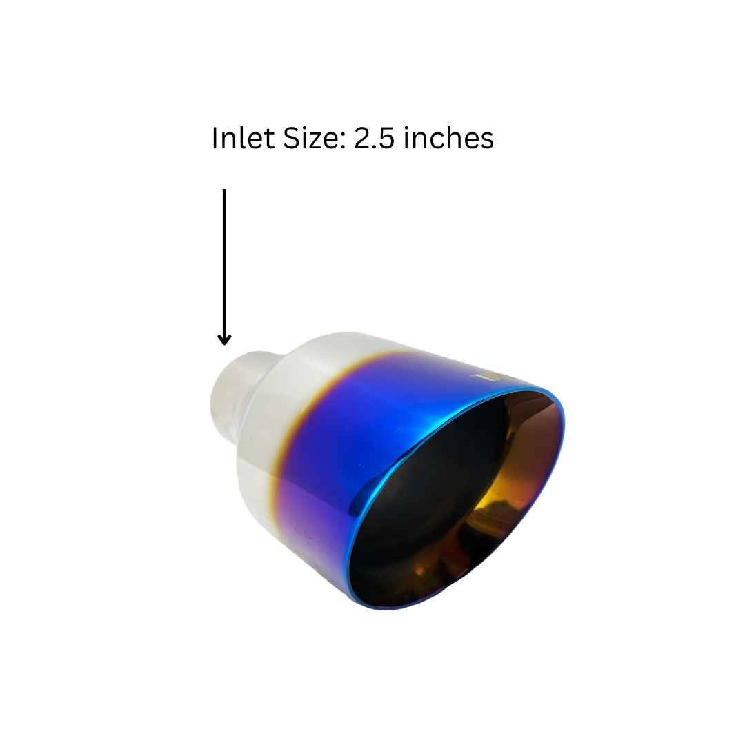 t 2.5" ID/5" OUT/8" Single Round Double Wall Slant Cut Exhaust Tip-Blue NT-2589 Mach Speed