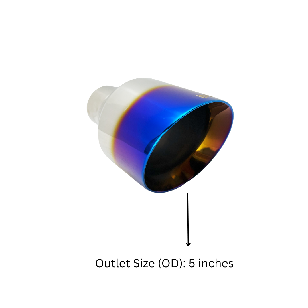 t 2.5" ID/5" OUT/8" Single Round Double Wall Slant Cut Exhaust Tip-Blue NT-2589 Mach Speed