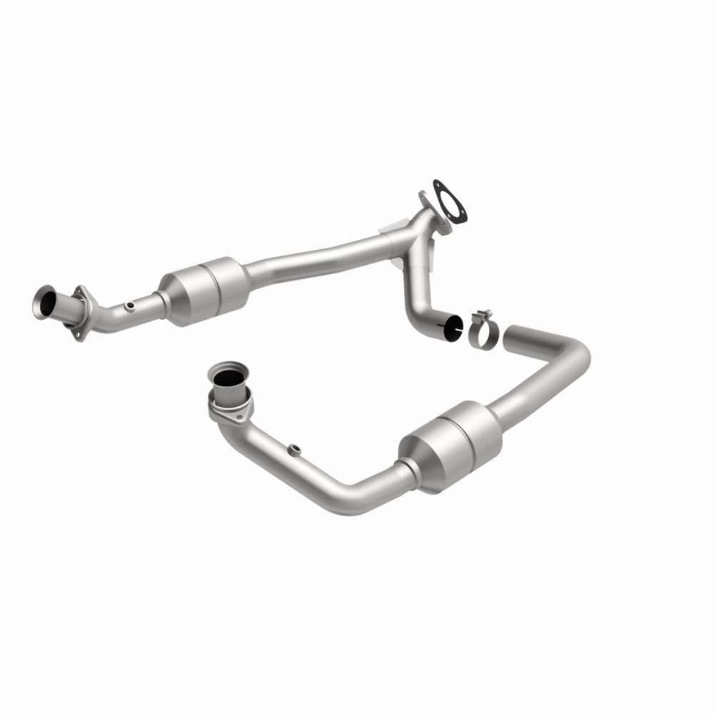 MagnaFlow direct-fit catalytic converter fits 2002 Ford E-350 Super Duty, 2002 Ford E-250 Econoline, and additional vehicles and 2002 Ford E-150 Ecoline Compliant stainless steel C