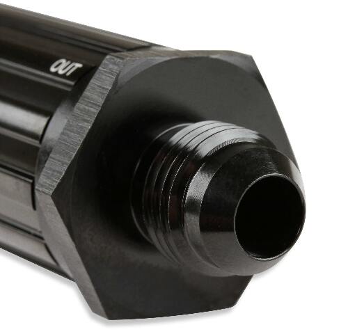 Mr. Gasket 6 AN male fuel filter 30 micron black BL carburetor aluminum