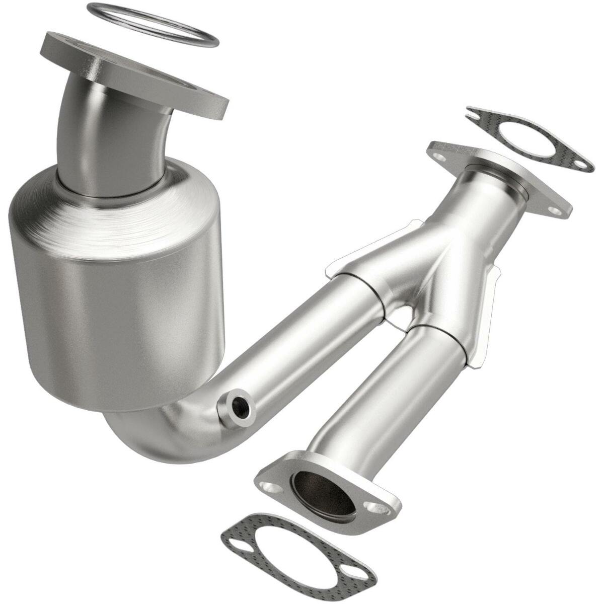 MagnaFlow direct-fit catalytic converter fits 2007-2008 Saturn Aura, 2008 Chevrolet Malibu, and additional vehicles. Avoid potential exhaust leaks by using the included gaskets to