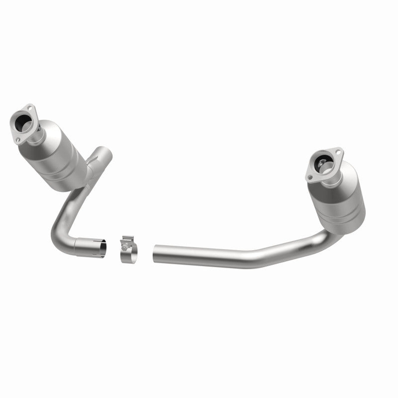 MagnaFlow direct-fit catalytic converter fits 2007-2009 Dodge Dakota and Mitsubishi Raider. Hardware is included to eliminate the hassle of working with corroded factory parts and