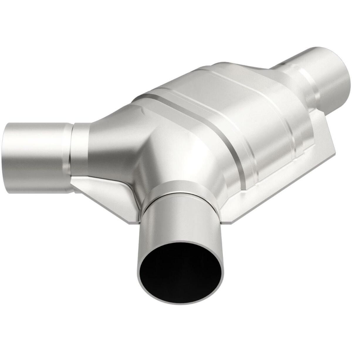 MagnaFlow universal catalytic converter driver side 2 inch inlet 2.25 inch outlet stainless steel CARB compliant 557407