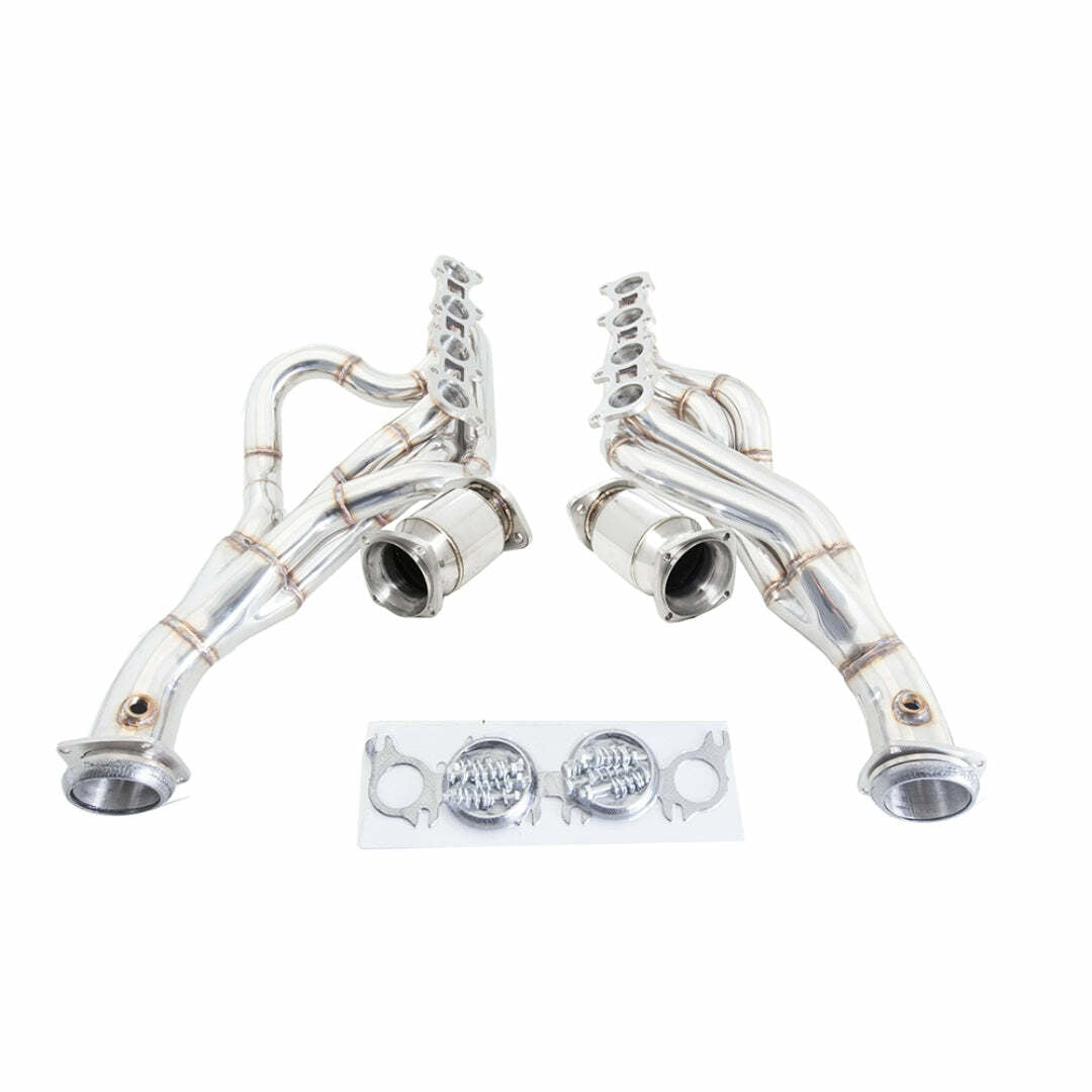 2015-2017 Ford Mustang GT SS 17/8 Header; High Flow Cats Xforce-HS-FM15-KITB