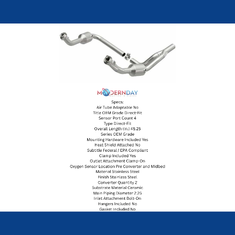 MagnaFlow direct-fit catalytic converter for 2010-2011 Jeep Wrangler stainless steel CARB compliant