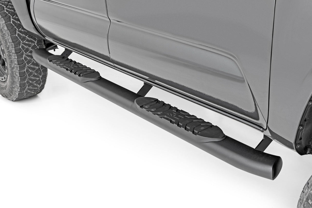 Fits Toyota Tacoma 2WD/4WD (2005-2023) Oval Nerf Step; Double Cab; Black; 21008