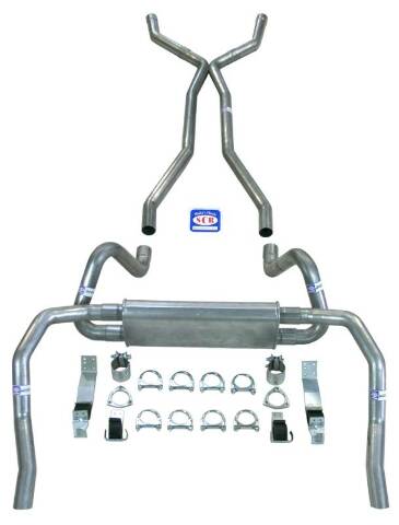 Camaro "X Style" 2-1/2" Exhaust System with Small Block with Long Style Headers 23018 fits 1967-1969 Chevy Camaro Shafer's Classic Reproductions