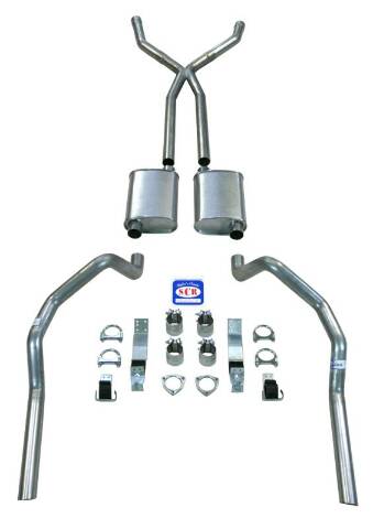 Camaro X Style 2-1/2" Exhaust System with Small Block Long Style Headers 23031 fits 1967-1969 Chevy Camaro Shafer's Classic Reproductions