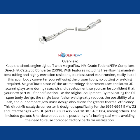 MagnaFlow direct-fit catalytic converter for 1996-1998 BMW stainless steel CARB compliant 23098
