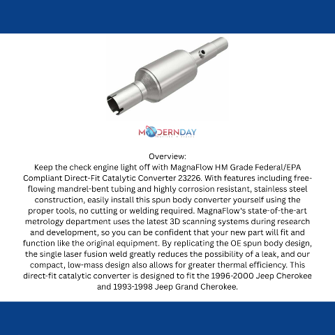 MagnaFlow direct-fit catalytic converter for 1996-2000 Jeep Grand Cherokee stainless steel Federal EPA compliant OBDII