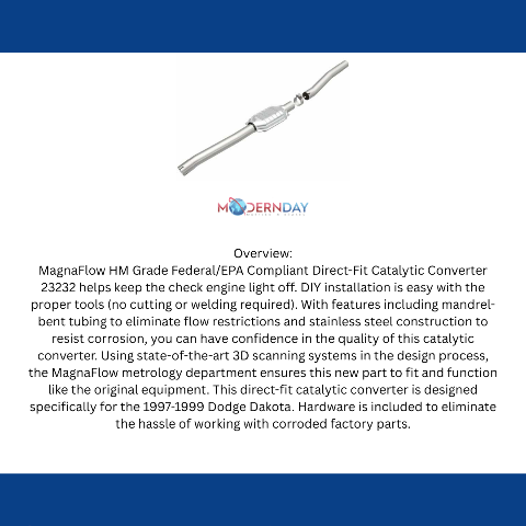 MagnaFlow direct-fit catalytic converter for 1996-1999 Dodge stainless steel Federal EPA compliant OBDII 23232