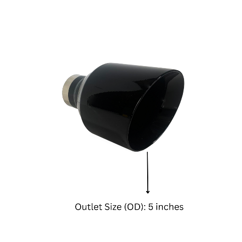 2.5" IDX5"X8" Double Wall Slant Cut Stainless Gloss Black Exhaust Tip 2580BK