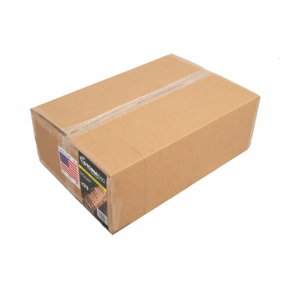 StormBag water activated flood barrier sandless sandbag 25 pack 23 x 13 inch expands to 33 lb made in USA SB025