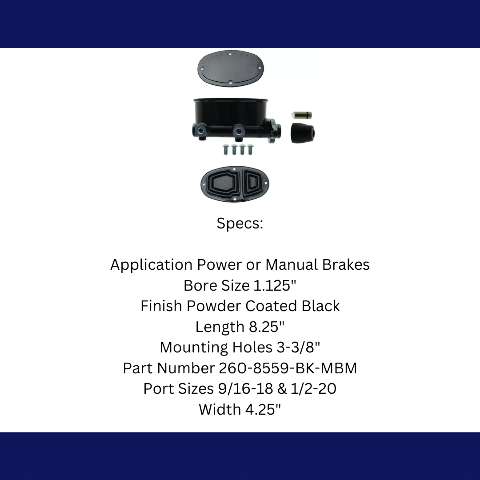 brake master cylinder 3 inch black aluminum manual brake disc-260-8559-bk MBM