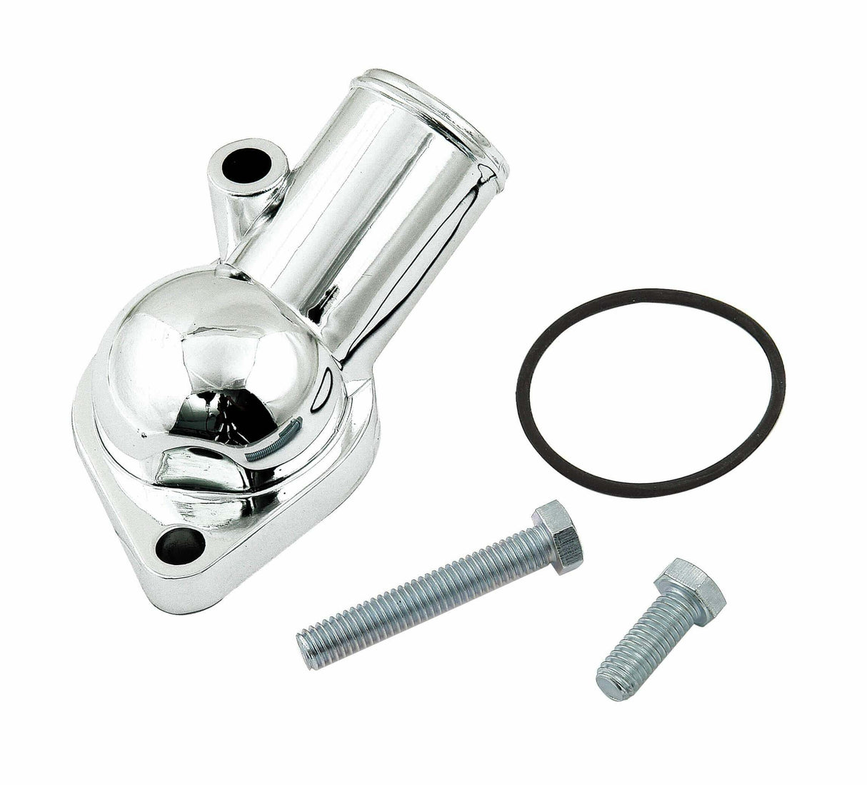 Mr. Gasket thermostat housing ; 45¡ fixed chrome zinc alloy for Chevy SBC/BBC polished 2661