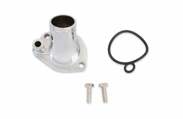 Mr. Gasket thermostat housing ; 160° fixed chrome for Ford 260 351W SBF polished aluminum 2662