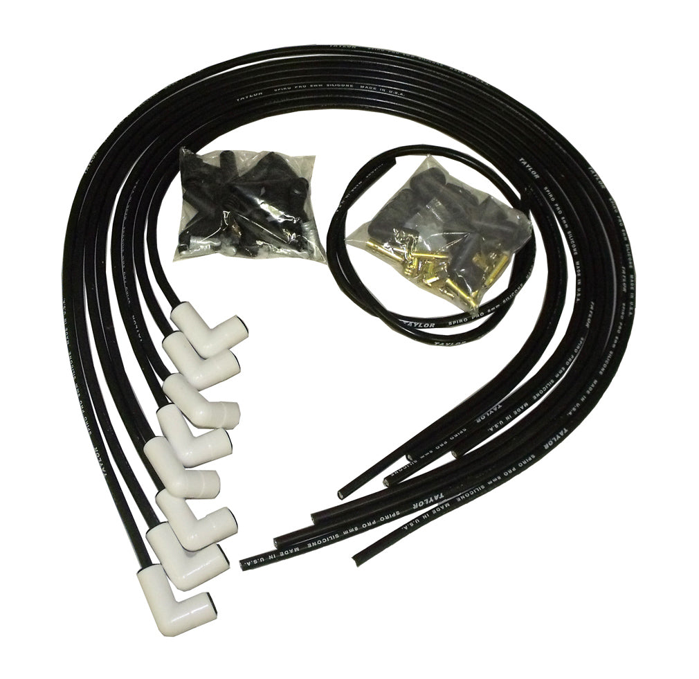 Spark Plug Wire Set Universal 8mm Silicone Spiro Pro 135? 350 ohm/ft Black 75058