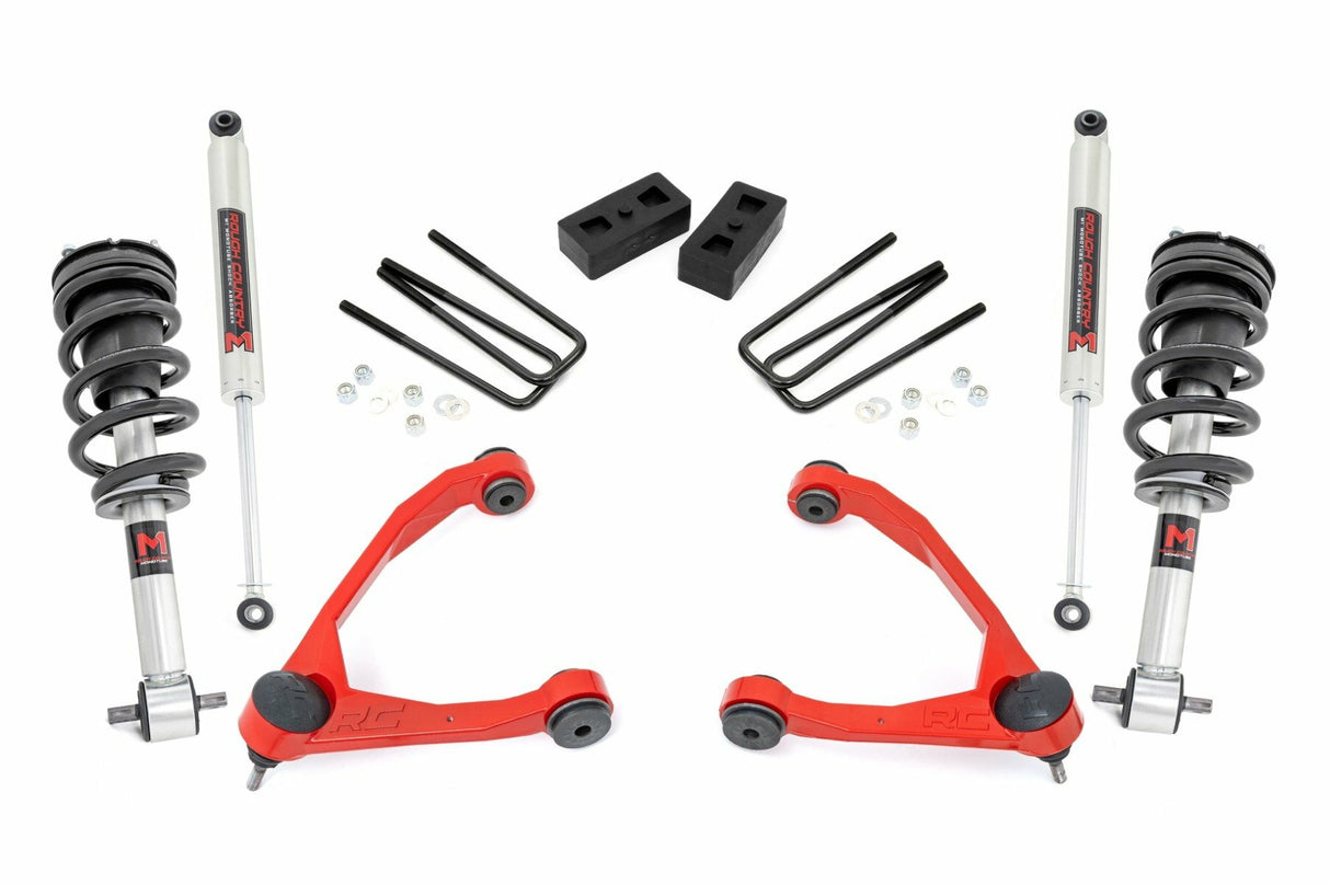 3.5 Inch Lift Kit; Cast Steel; M1 Strut; Chevy/GMC 1500 (14-16) 19840RED
