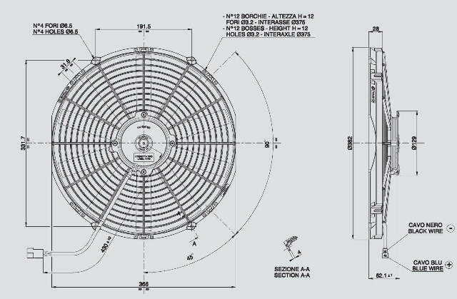 SPAL 30101509 Fan VA08-AP51/C-23A * 14S/12V