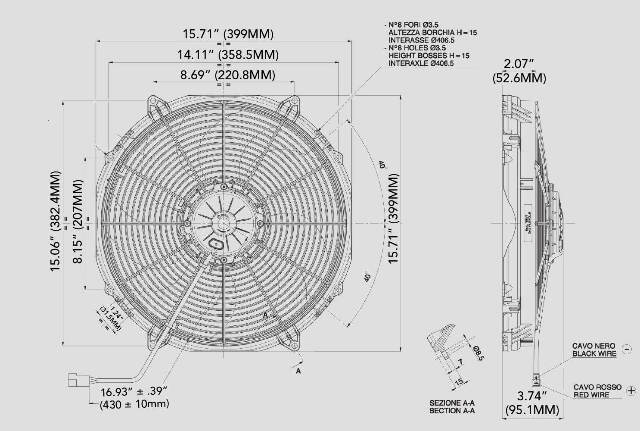 SPAL 16 inch high performance puller electric cooling fan 1918 CFM paddle blade 30102082