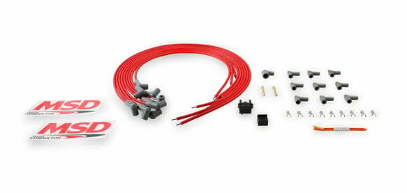 MSD Spark Plug Wire Set 31229; Super Conductor 8.5mm Red 90¡ HEI (Male)