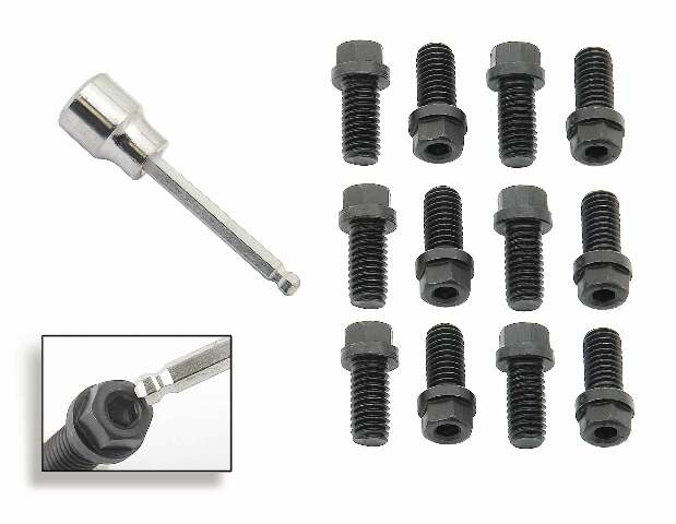 Mr. Gasket Header Bolts - 3/8-16 x 3/4 Inch Hex & Socket Head -Black Oxide 3420G