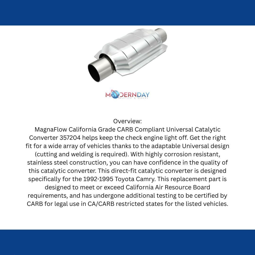 MagnaFlow universal catalytic converter 2 inch inlet/outlet stainless steel CARB compliant 357204