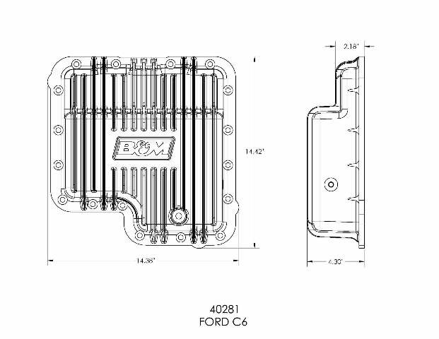 Hi-Tek Deep Trans Pan for Ford C6 Transmission aluminum