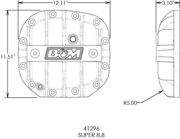 Hi-Tek Aluminum Differential Cover for Ford Super 8.8 - Black aluminum black anodized
