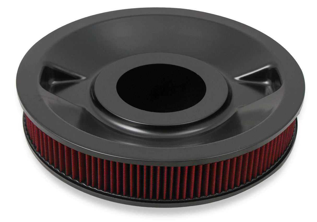 Holley 4150 Drop Base Air Cleaner Black w/3 Red Washable Gauze Filter - 120-4230