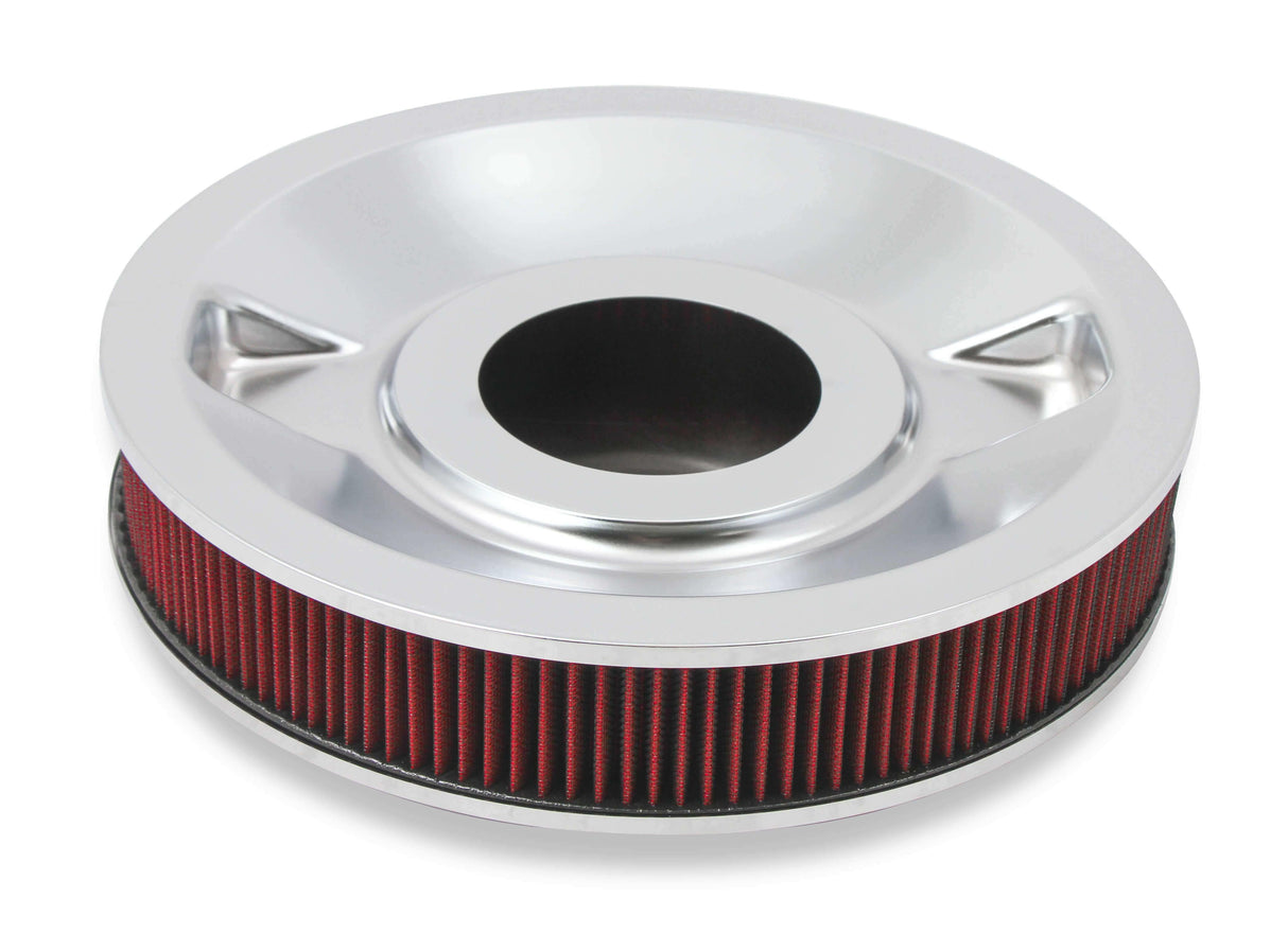 Holley 4150 Drop Base Air Cleaner Chrome w/3 Red Washable Gauze Filter - 120-4130