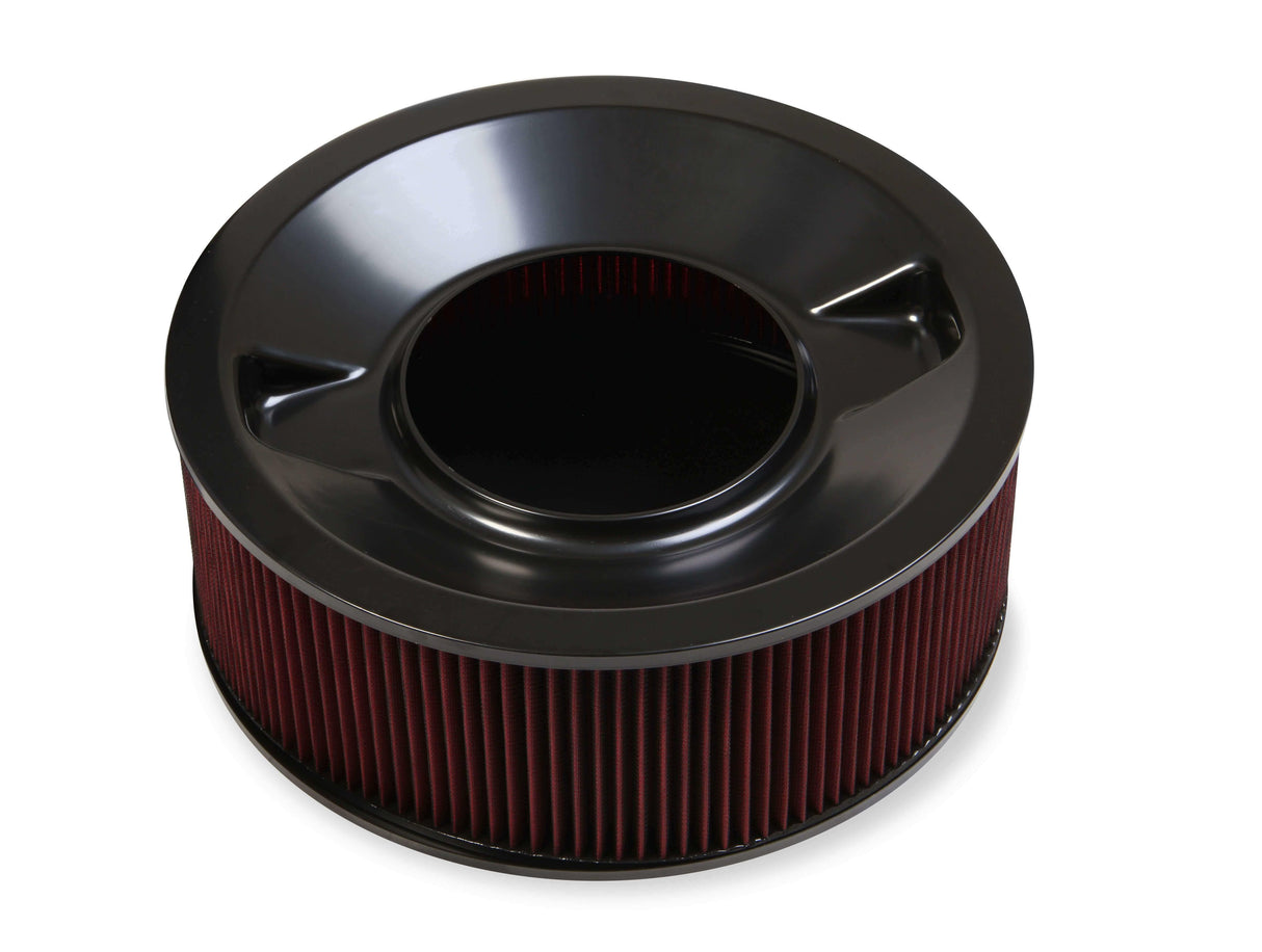 Holley 4500 Drop Base Air Cleaner Black w/6 Red Washable Gauze Filter - 120-4660