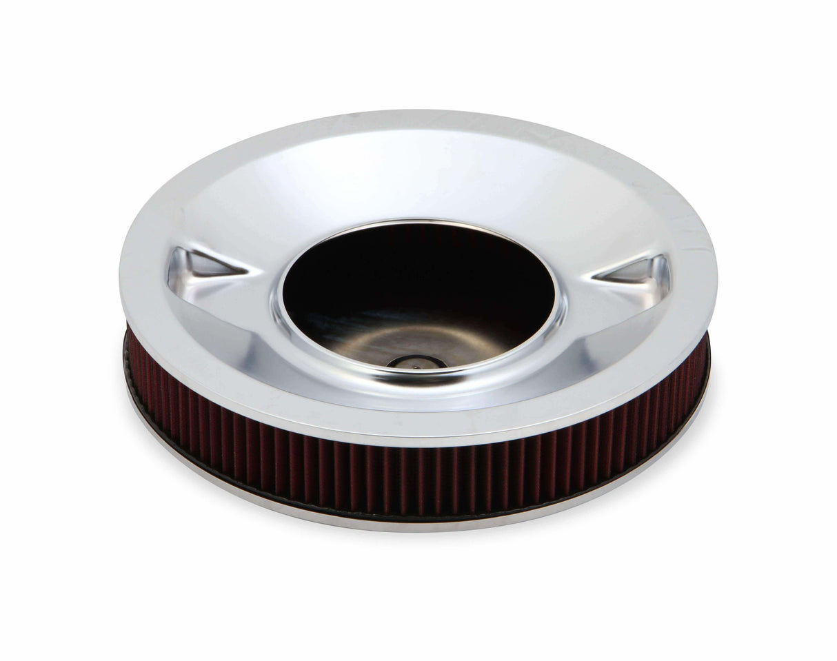 Holley 4500 drop base air cleaner chrome w/3 red washable gauze filter - 120-4530