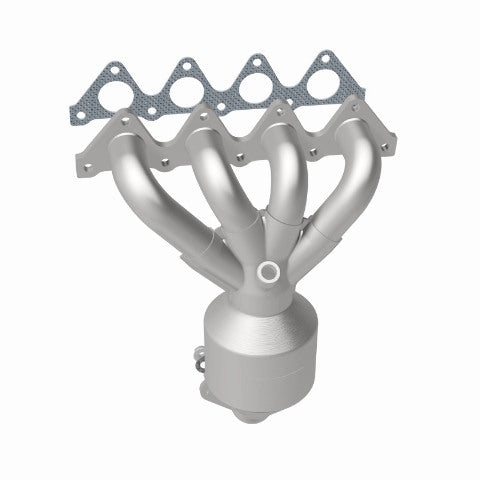 MagnaFlow direct-fit catalytic converter fits 2001-2005 Hyundai Accent and 2004-2005 Dodge Verna, this and 02 Hyundai Accent 1.6L stainless steel CARB compliant OBDII 49035
