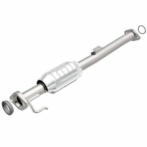 MagnaFlow direct-fit catalytic converter fits 1999-2003 Chevrolet Tracker and Suzuki Vitara, this and 1999-2002 Vitara 1.6/2 1.6 inch inlet/outlet stainless steel CARB compliant OB