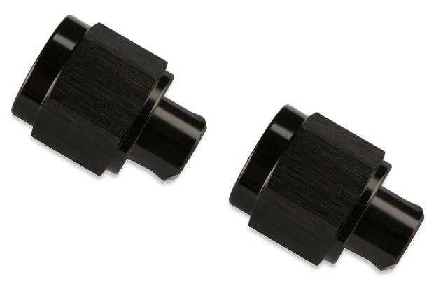 Mr. Gasket 6 AN caps (2) black BL aluminum 492906