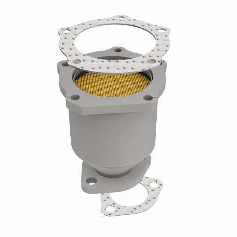 MagnaFlow direct-fit catalytic converter fits 1998-2001 Kia Sephia and 2000-2001 Kia Spectra, this and 1999-2001 Sephia/Spectra frt OE stainless steel CARB compliant OBDII 49323
