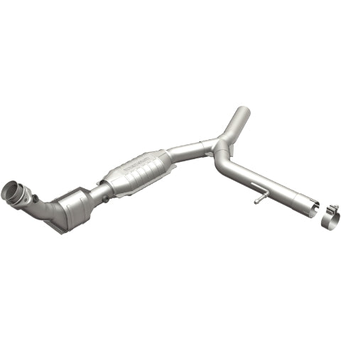MagnaFlow direct-fit catalytic converter fits 2004-2008 Ford F-150 5.4L and 2006-2008 Lincoln Mark LT 5.4L passenger side stainless steel CARB compliant OBDII 49706