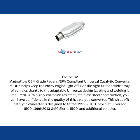 MagnaFlow catalytic converter for 2000-2013 Chevy 2.5 inch inlet/outlet stainless steel Federal EPA compliant OBDII