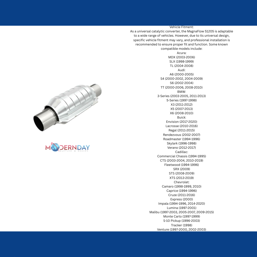 MagnaFlow catalytic converter 2.25 inch inlet/outlet stainless steel Federal EPA compliant OBDII 51205