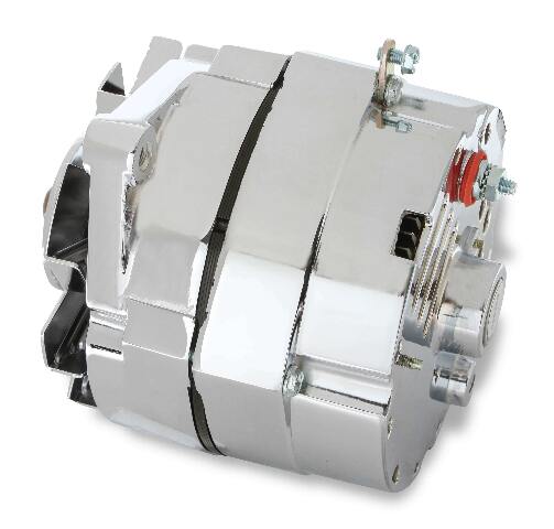 Mr. Gasket chrome alternator late GM delco 80 amp 5122