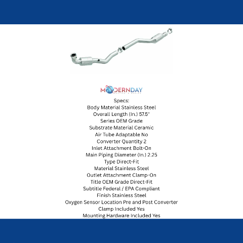 MagnaFlow direct-fit catalytic converter for 2003-2006 Mercedes passenger side passenger side exit stainless steel CARB compliant OBDII 51419