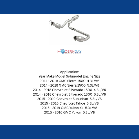 MagnaFlow direct-fit catalytic converter for 2014-2018 Chevy Sierra 1500 stainless steel CARB compliant