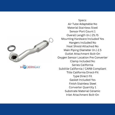 MagnaFlow direct-fit catalytic converter for 2010-2011 Honda CR-V 2.4L stainless steel CARB compliant 5571783
