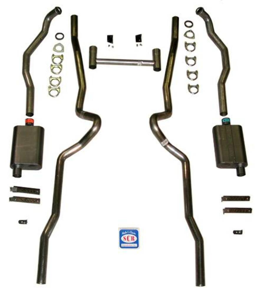 Fits 1955 - 1957 Chevrolet Full Size 2-1/2" Dual Turbo Exhaust System 63037