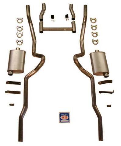 2-1/2" dual turbo Exhaust System 63038 fits 1955-1957 Chevy Bel Air FB41 Shafer's Classic Reproductions